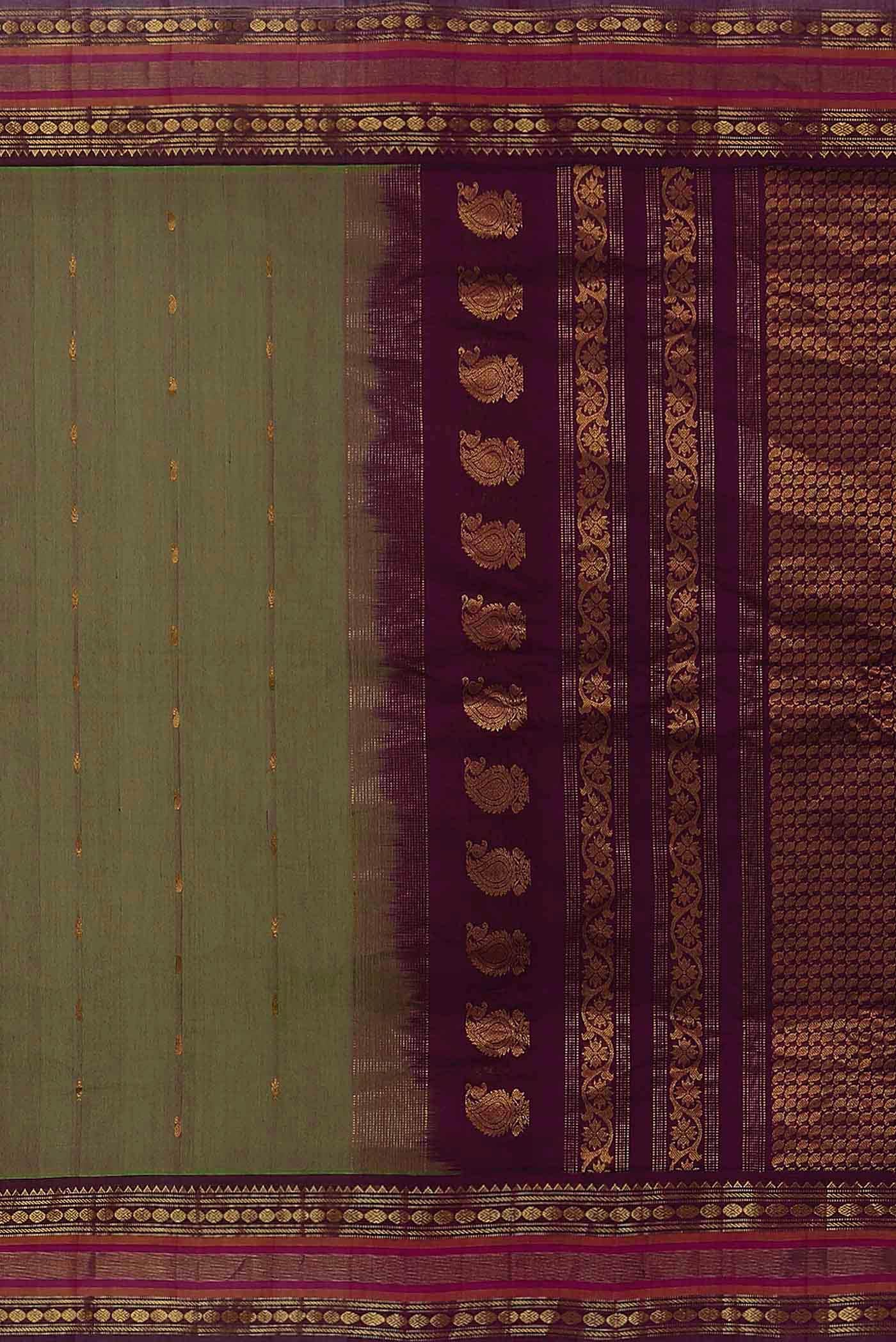 Green Gadwal cotton Saree