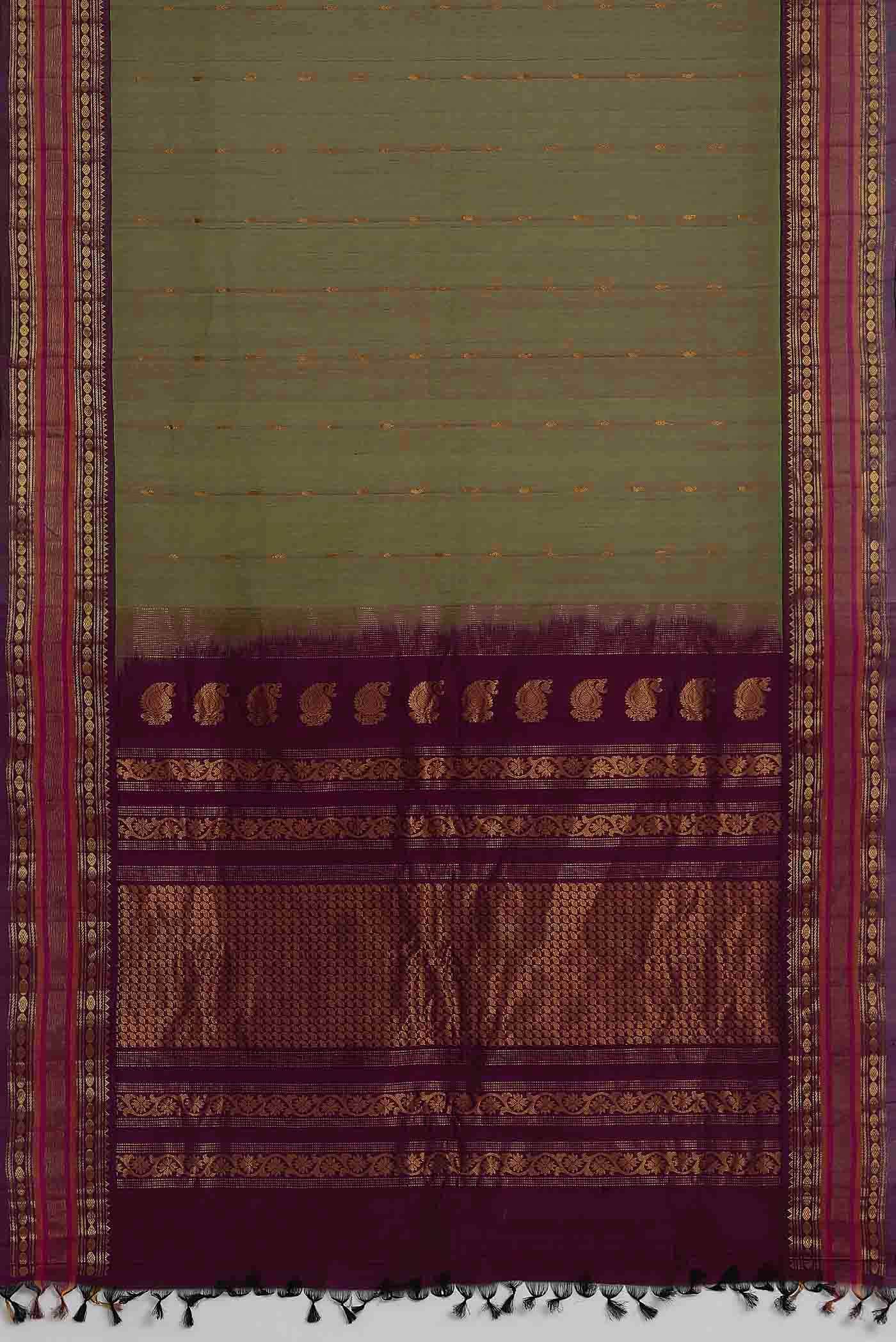Green Gadwal cotton Saree