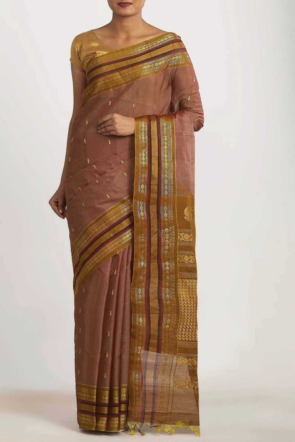 Brown Gadwal cotton Saree