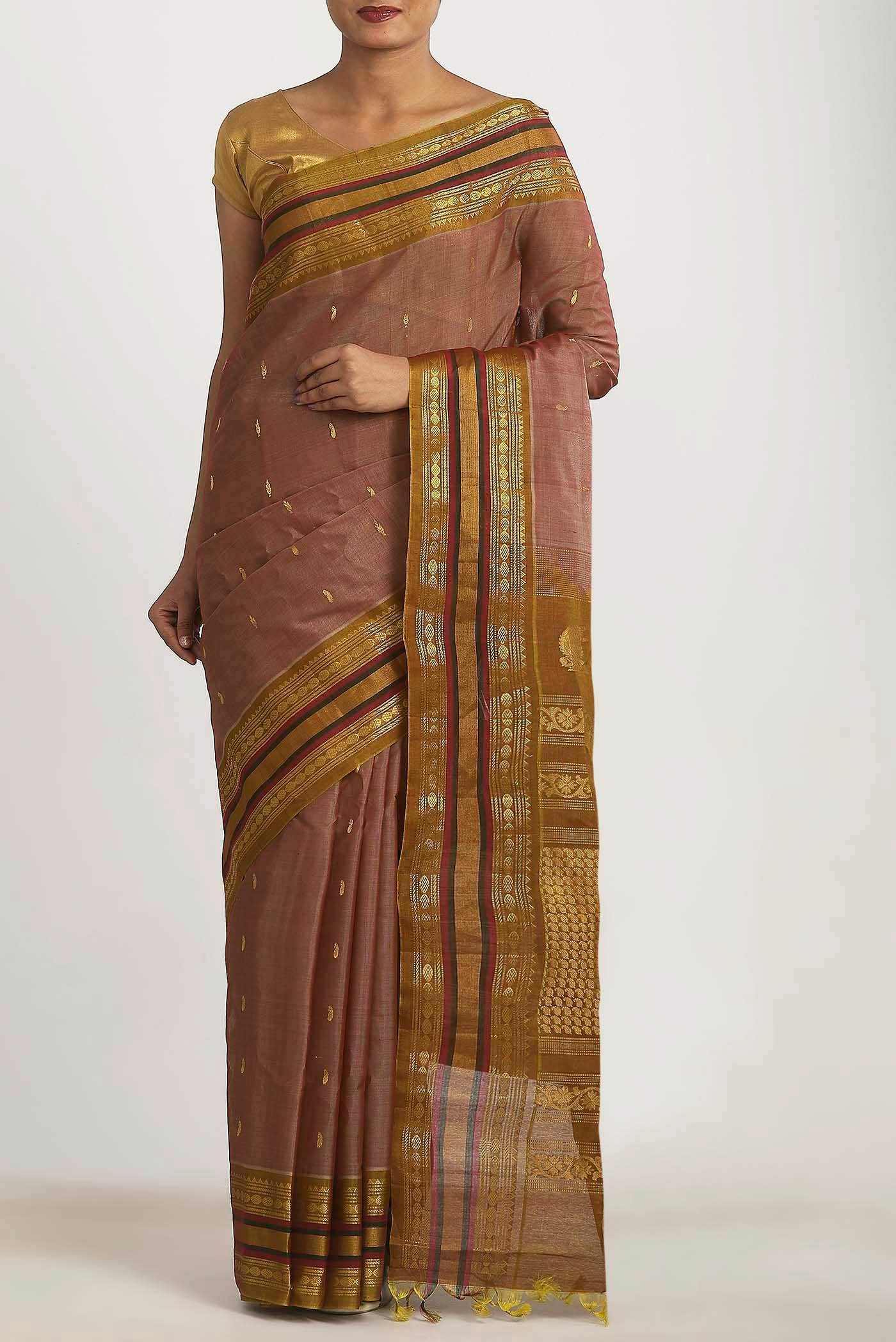 Brown Gadwal cotton Saree