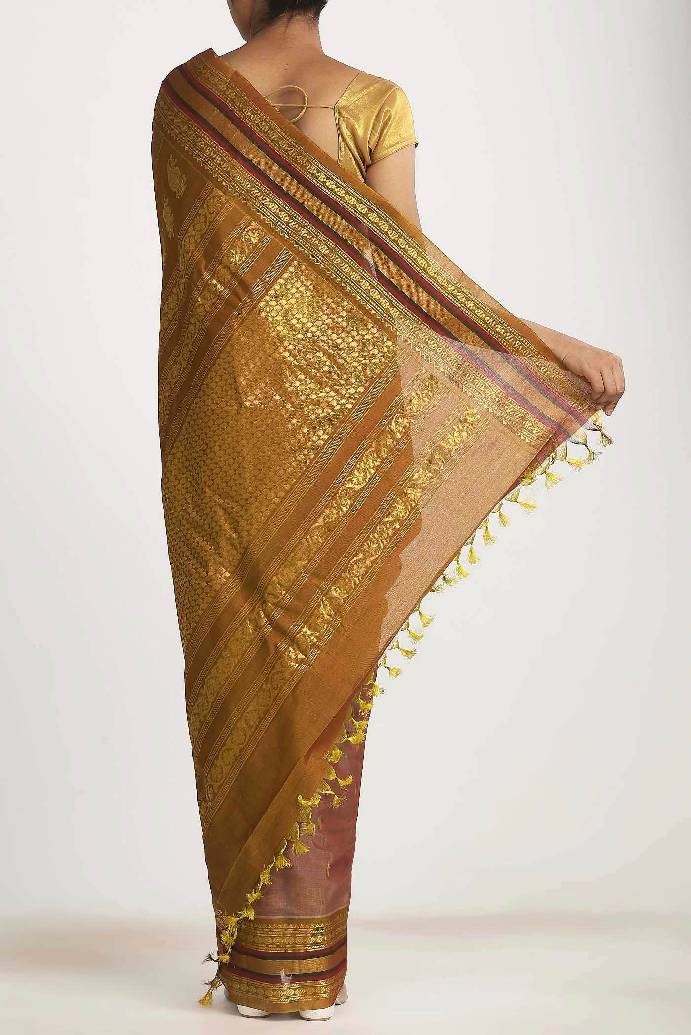 Brown Gadwal cotton Saree