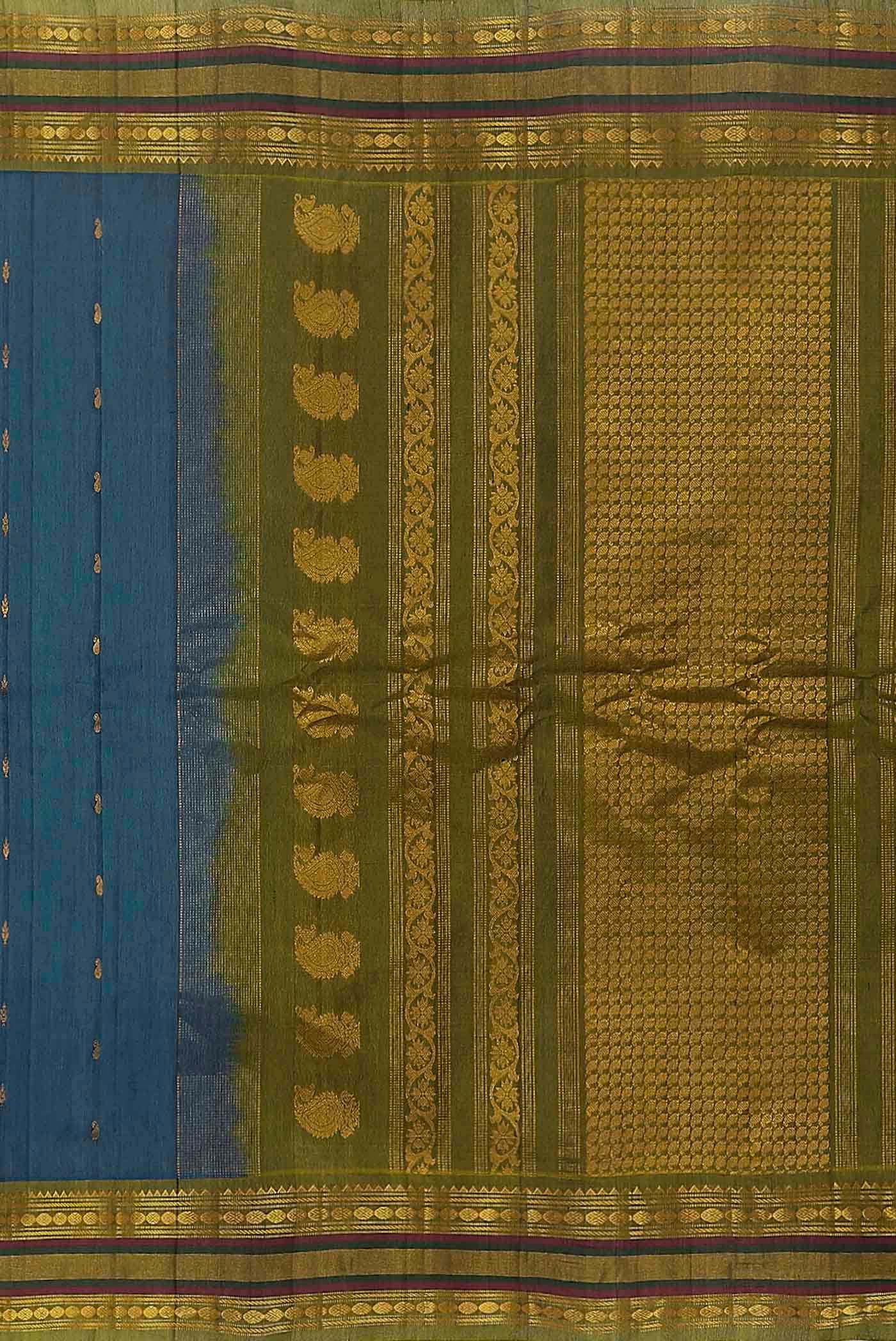 Blue Gadwal Silk Cotton Saree