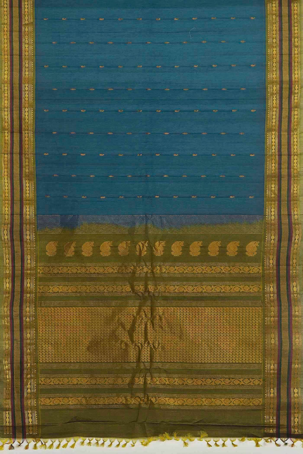Blue Gadwal Silk Cotton Saree