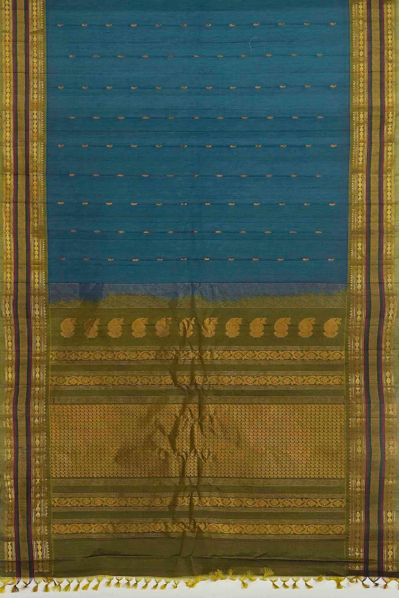 Blue Gadwal Silk Cotton Saree