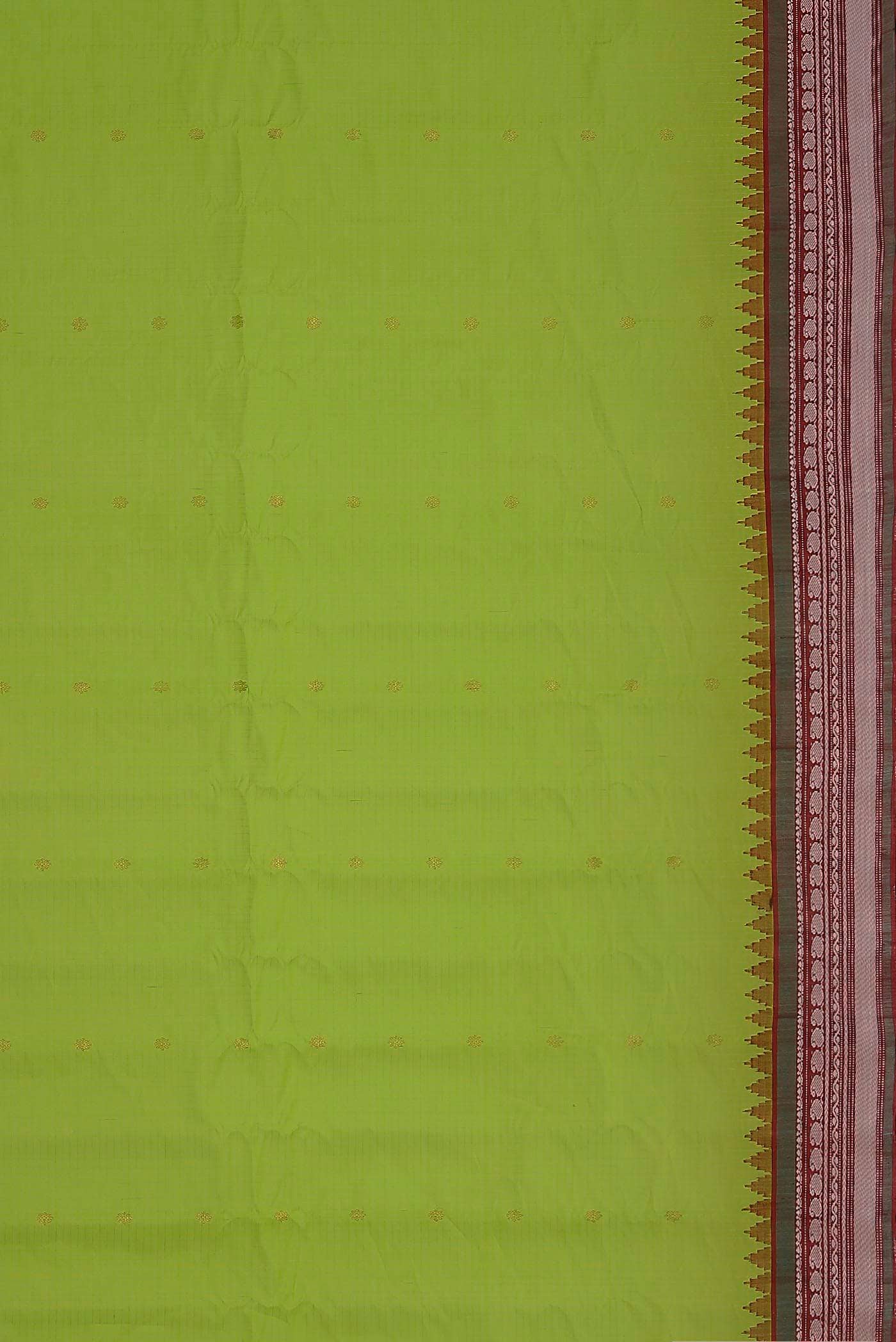 Parrot Green Gadwal Silk Cotton Saree