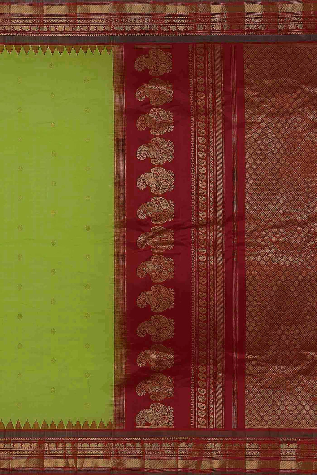 Parrot Green Gadwal Silk Cotton Saree