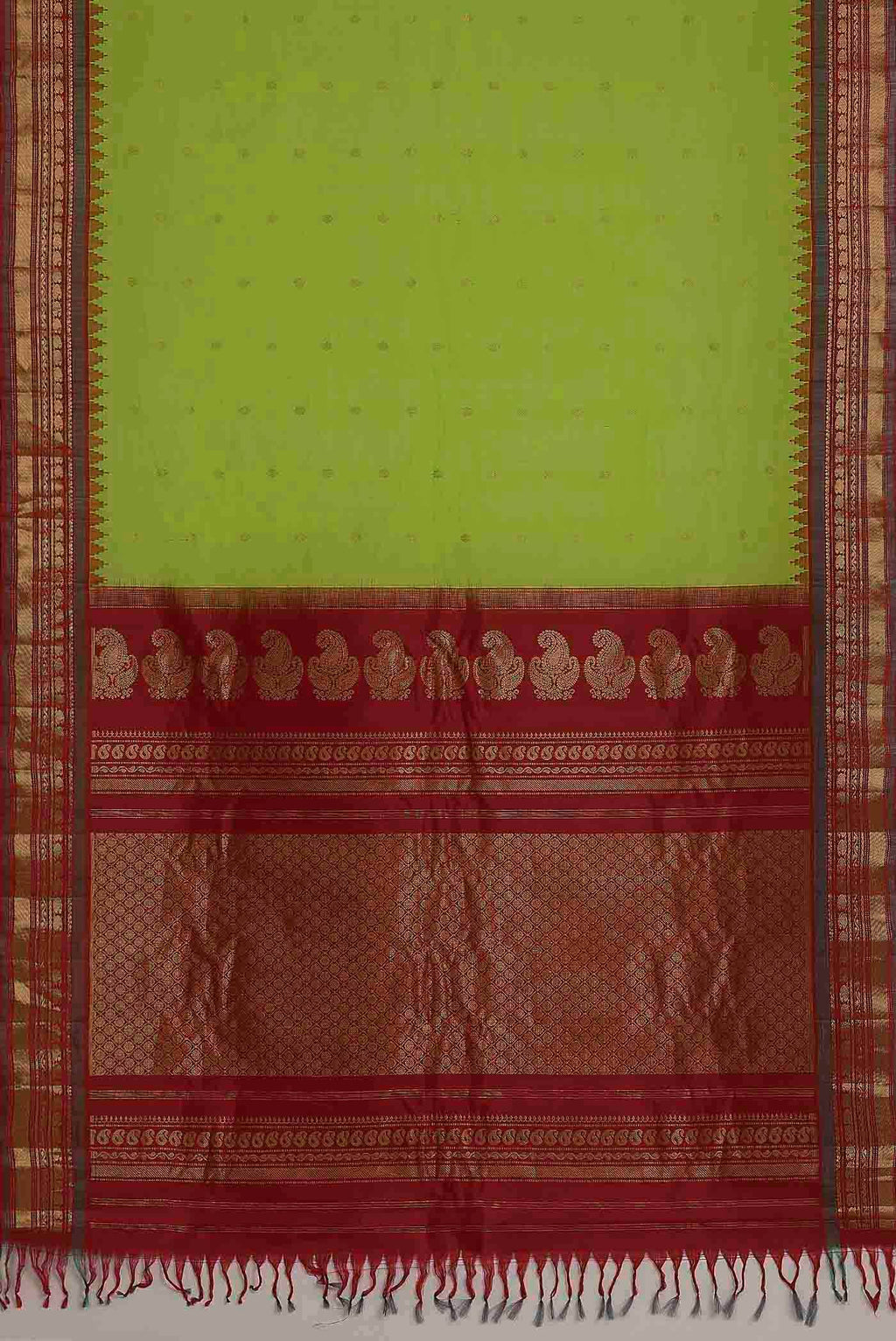 Parrot Green Gadwal Silk Cotton Saree