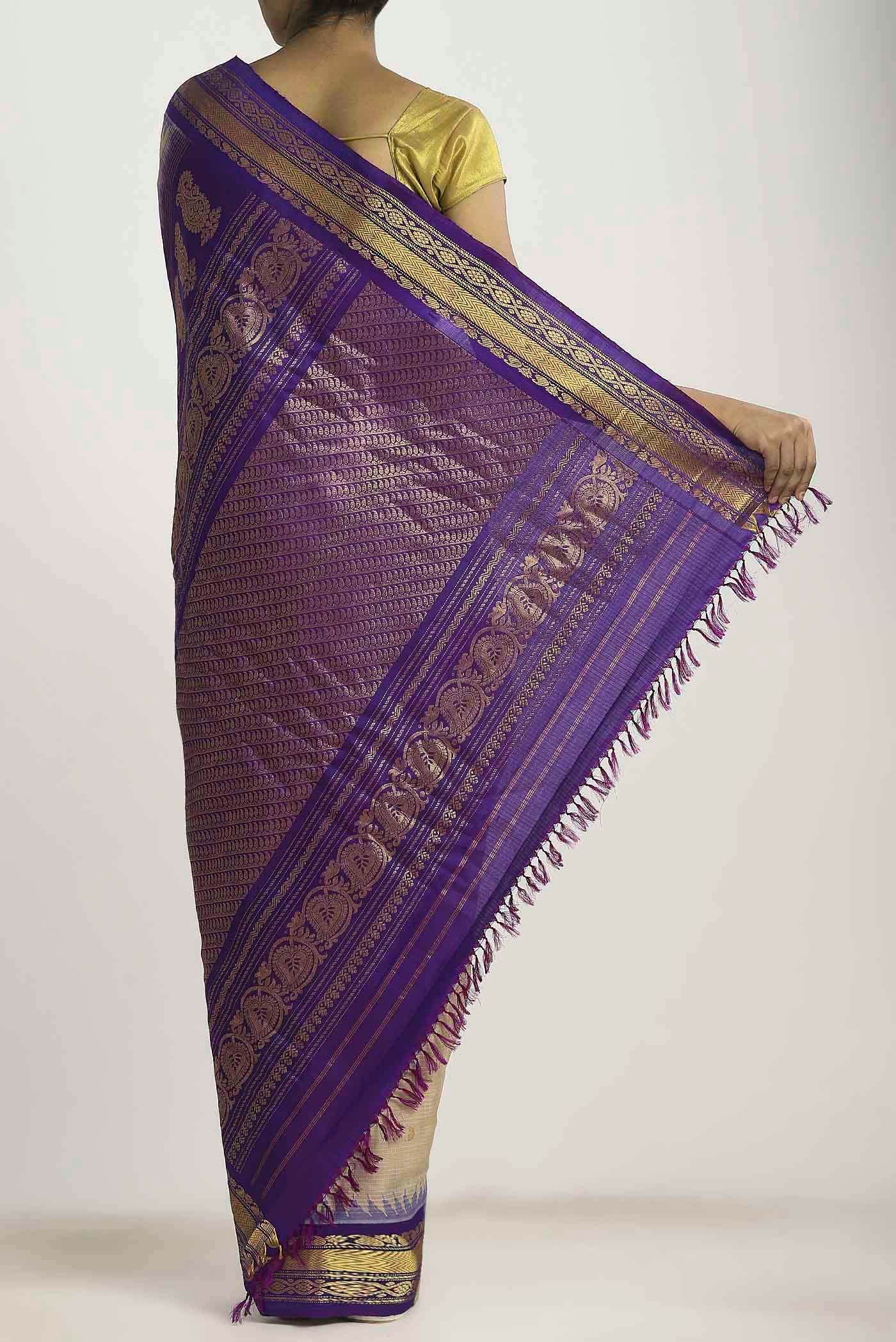 Beige Gadwal Silk Cotton Saree