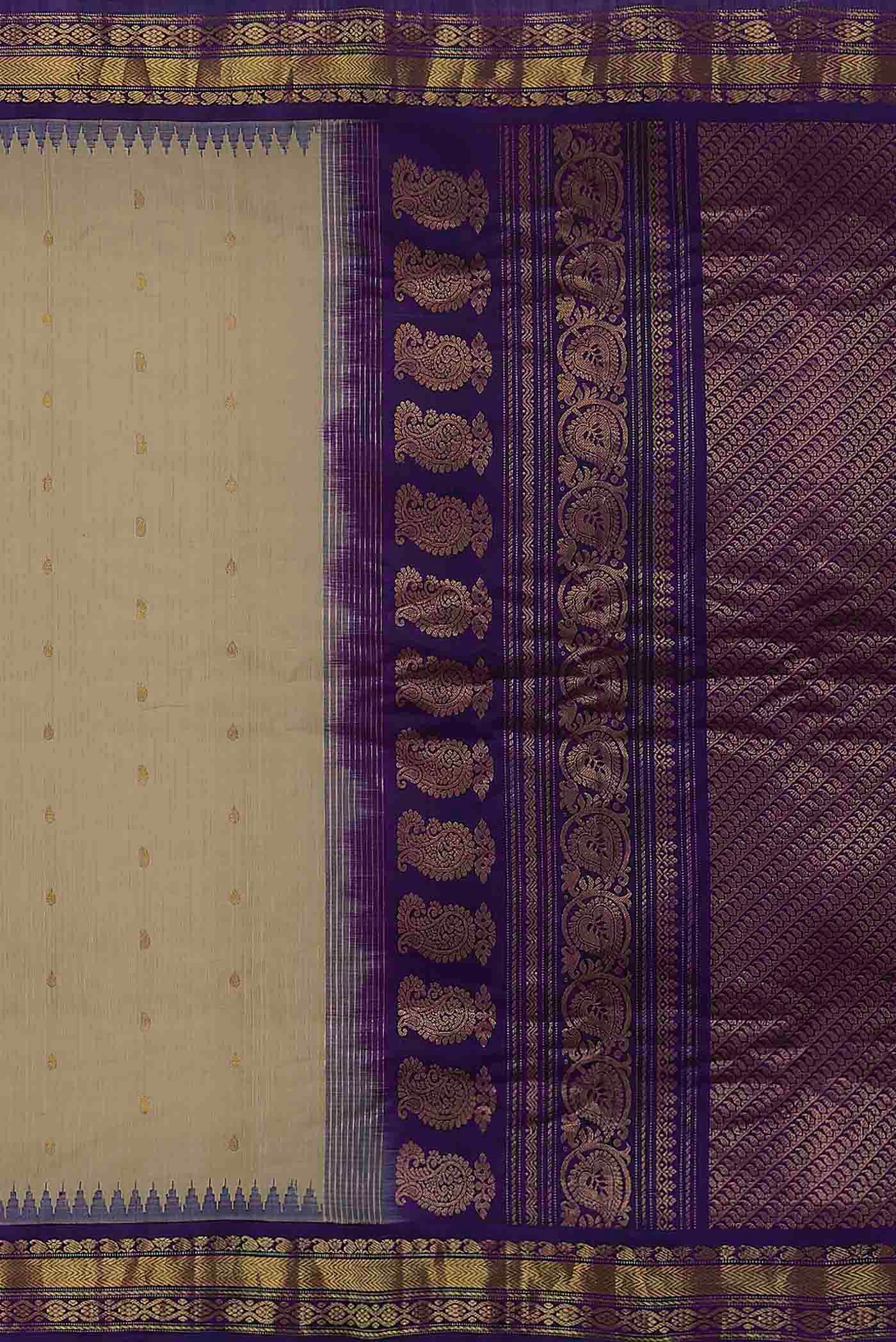 Beige Gadwal Silk Cotton Saree