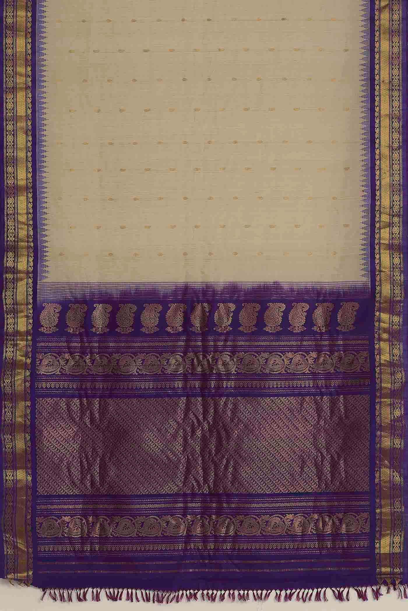 Beige Gadwal Silk Cotton Saree