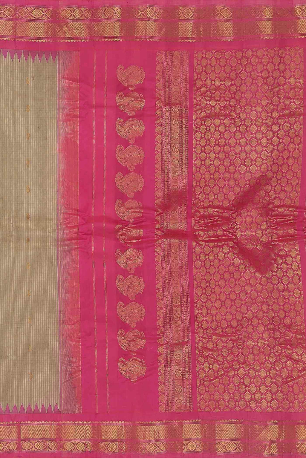 Beige Gadwal Silk Cotton Saree