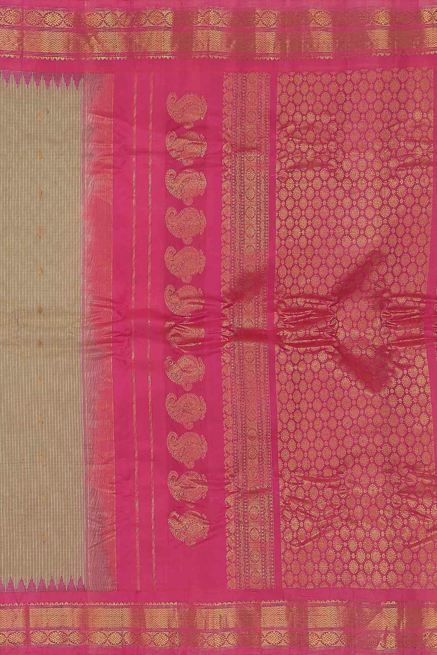 Beige Gadwal Silk Cotton Saree