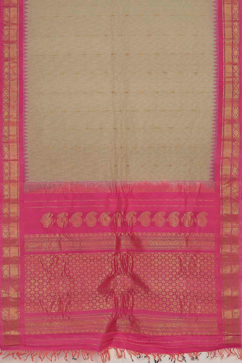 Beige Gadwal Silk Cotton Saree