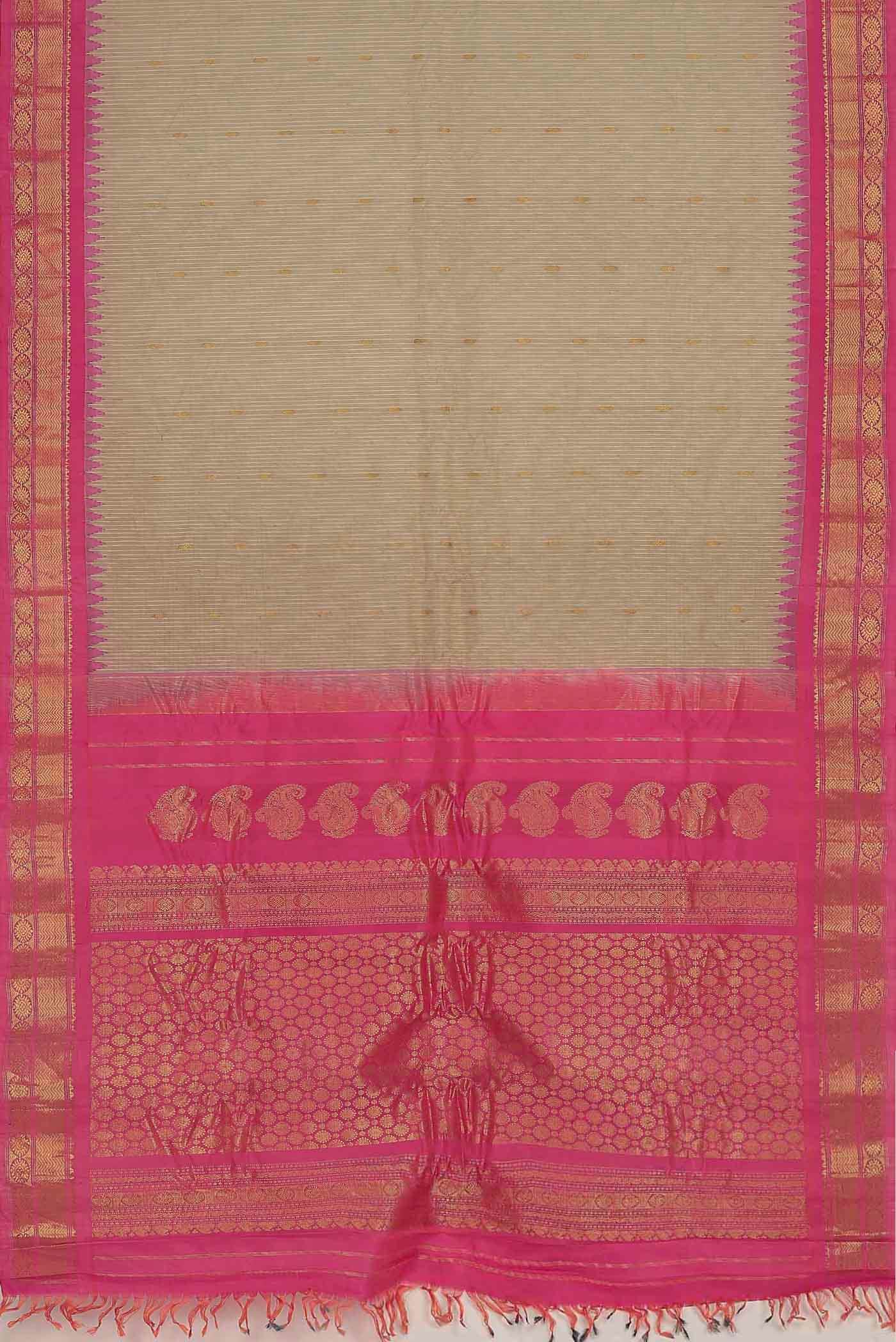 Beige Gadwal Silk Cotton Saree