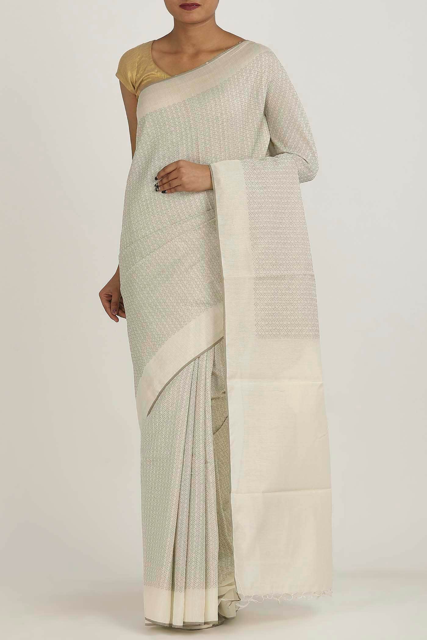 Cream Bhagalpuri Tussar Silk Saree