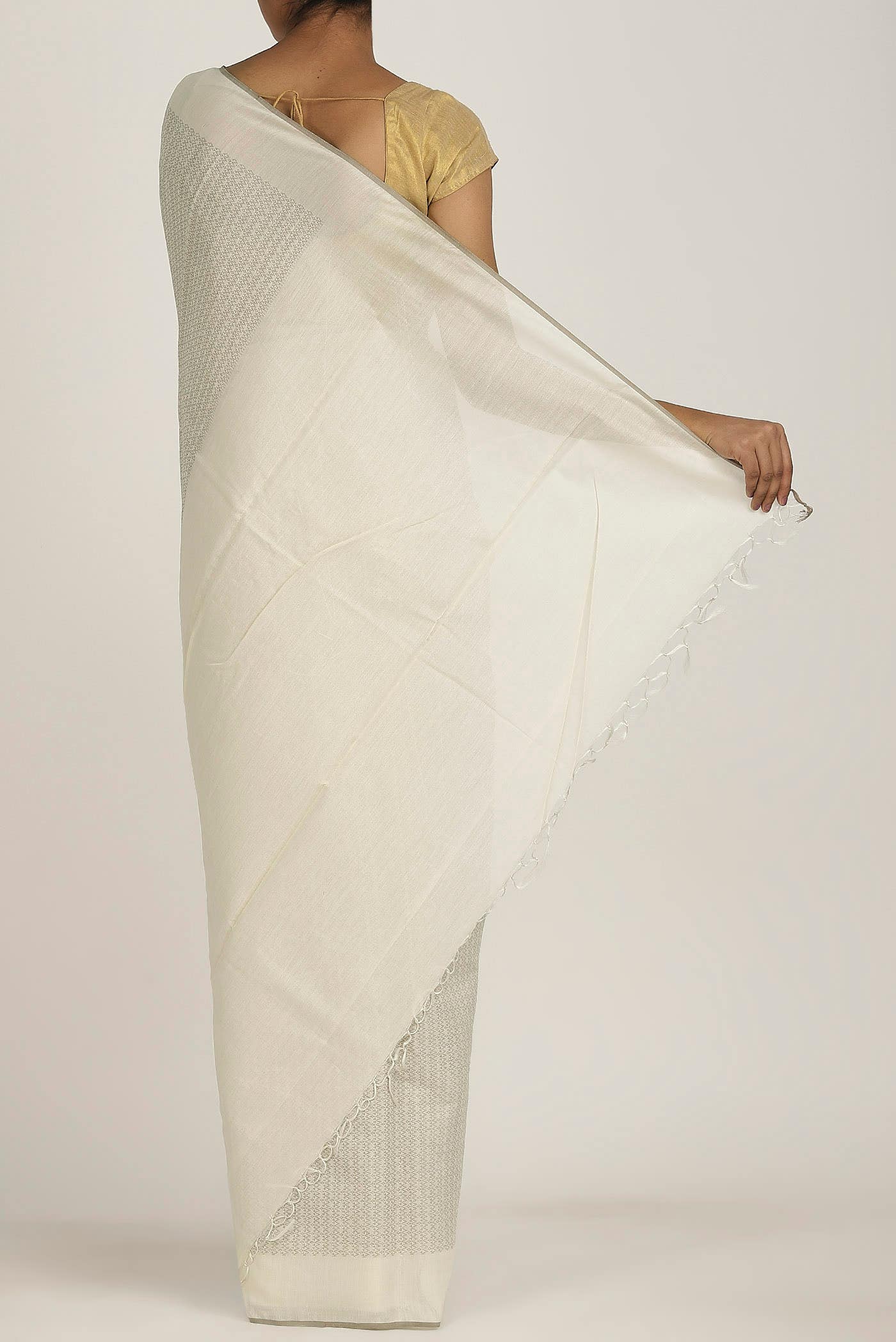 Cream Bhagalpuri Tussar Silk Saree