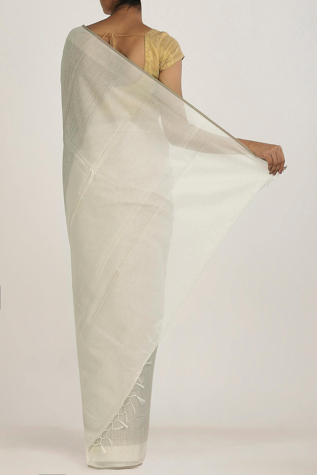 Cream Bhagalpuri Tussar Silk Saree