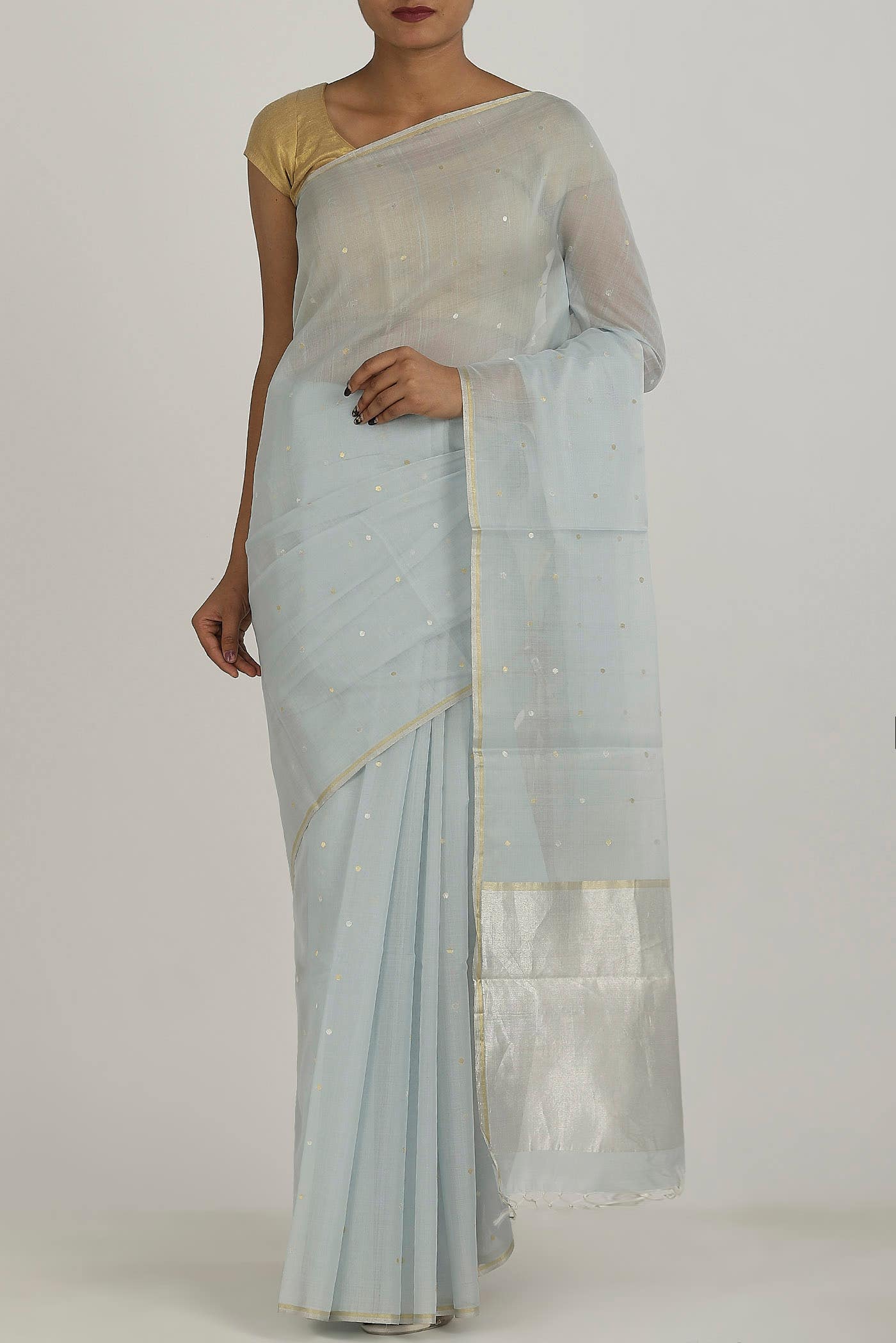 Blue Bhagalpuri Tussar Silk Saree