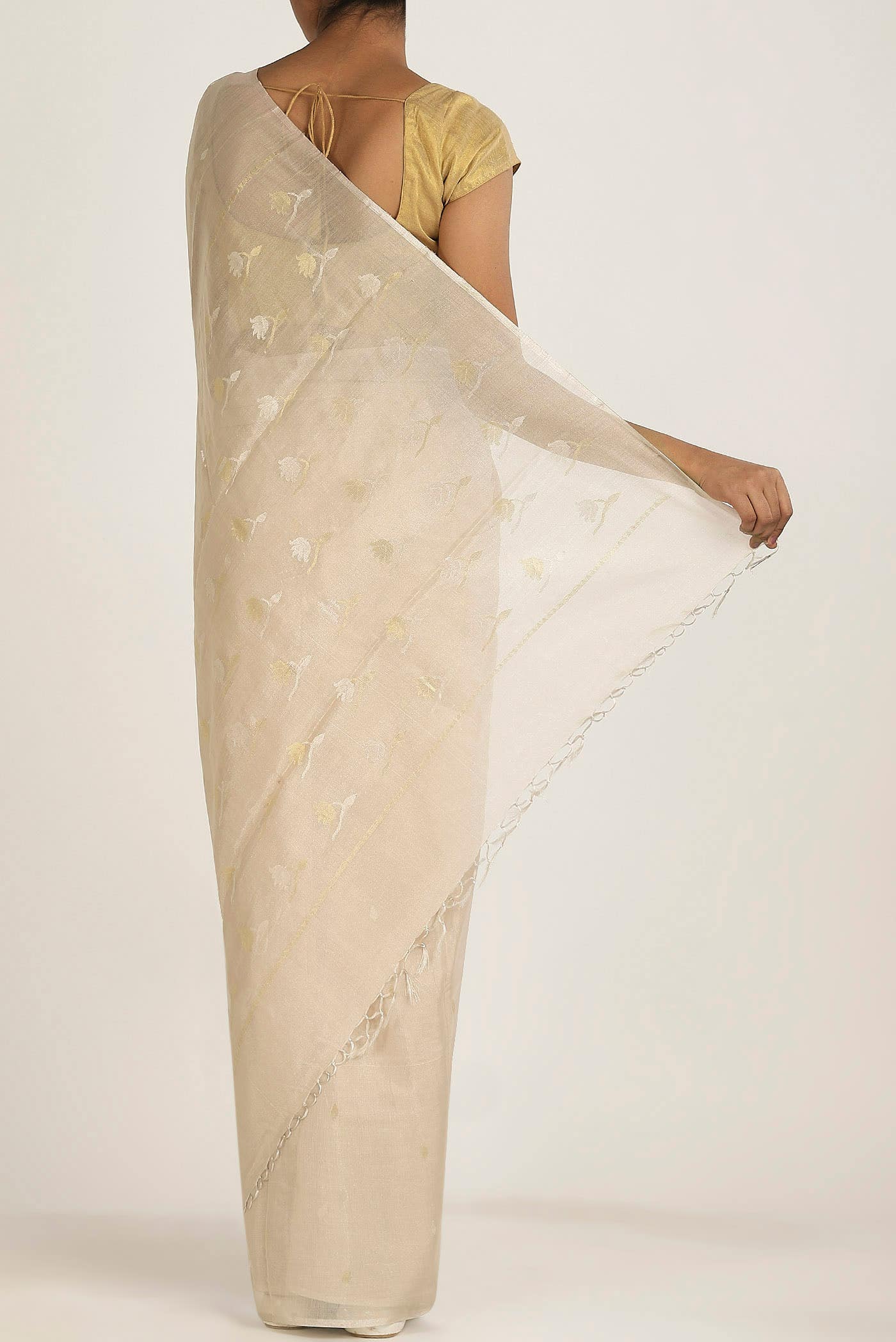 Cream Bhagalpuri Tussar Silk Saree