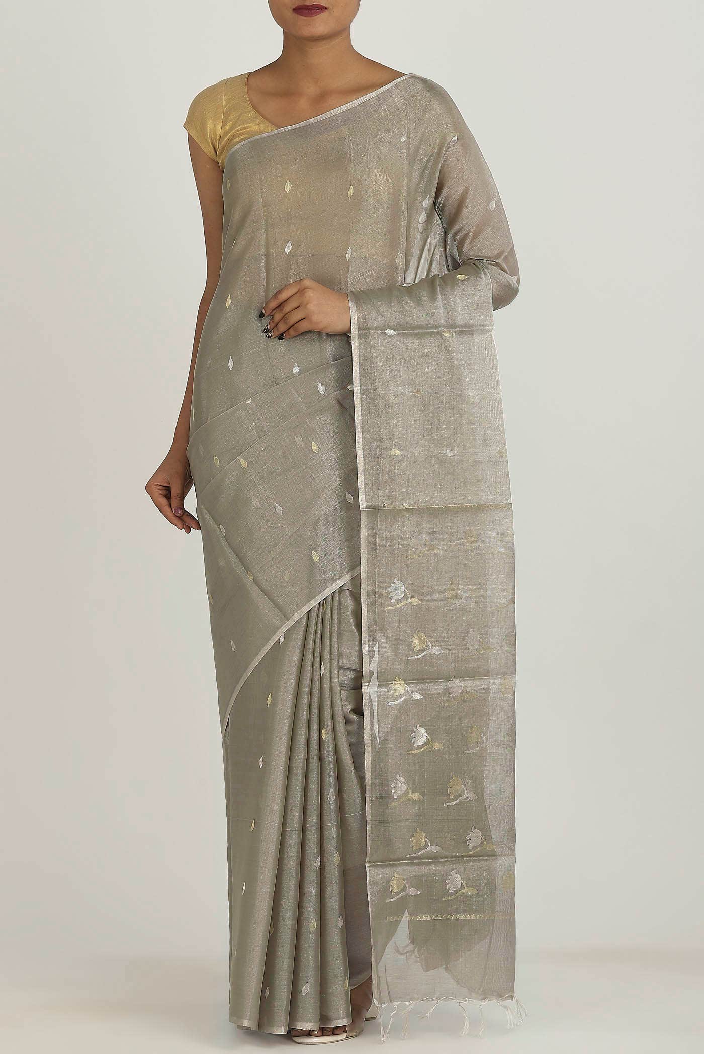 Green Bhagalpuri Tussar Silk Saree