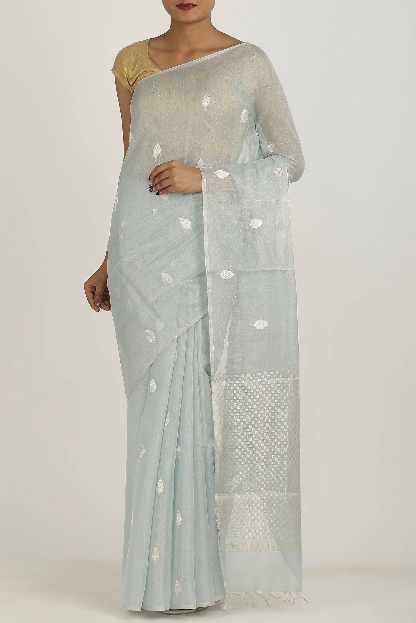 Blue Bhagalpuri Tussar Silk Saree