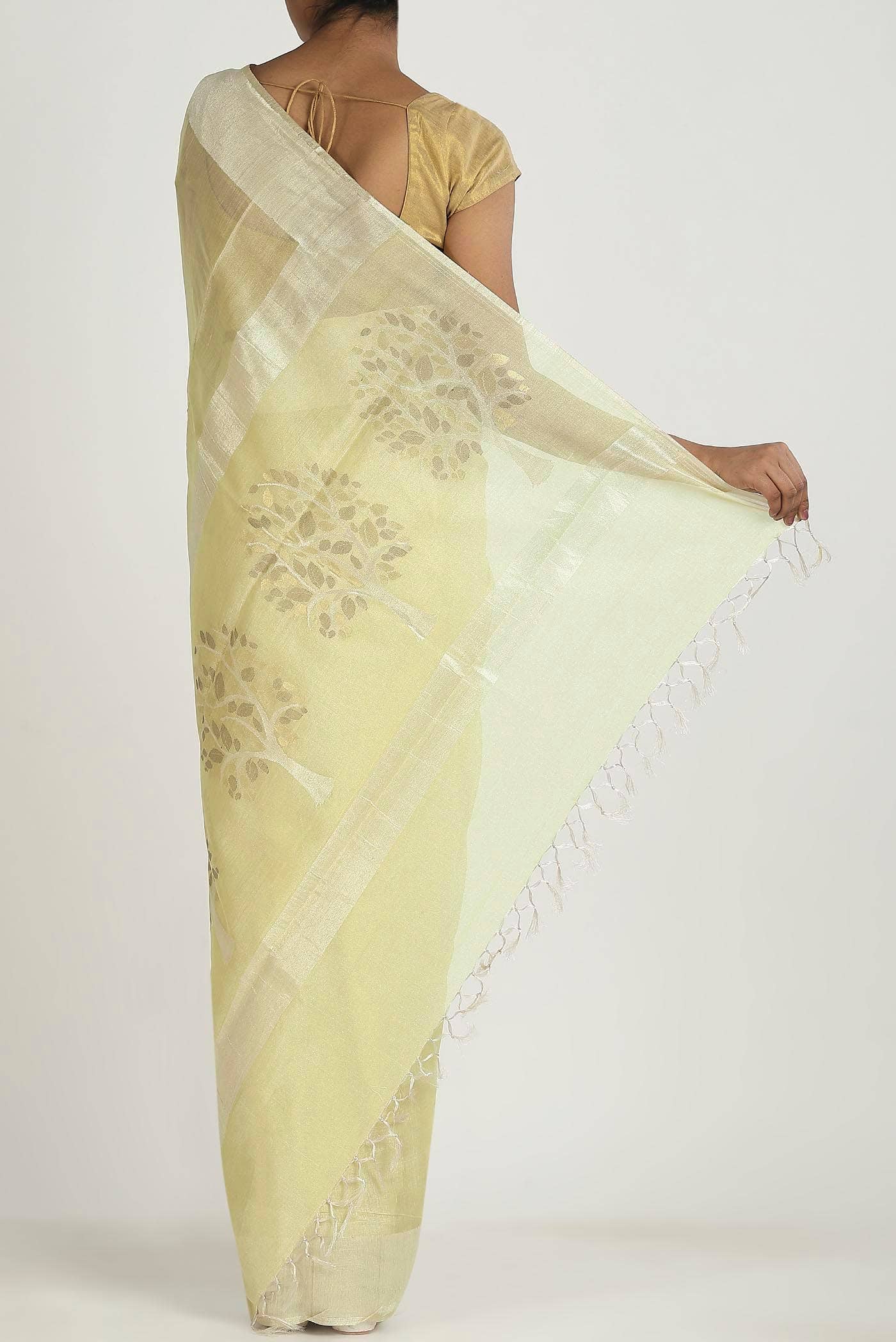 Yellow Bhagalpuri Tussar Silk Saree