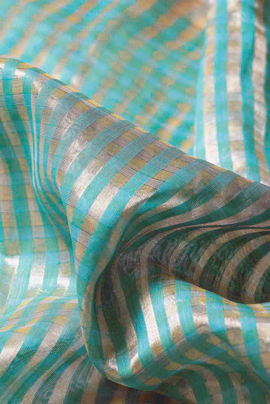 Turquoise Tussar Silk Saree