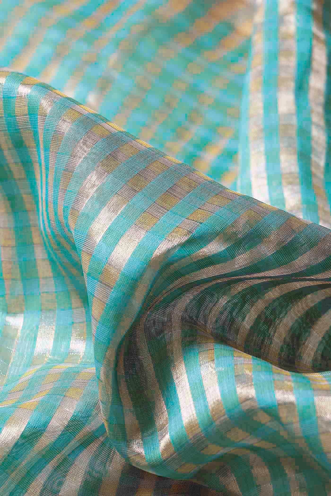 Turquoise Tussar Silk Saree