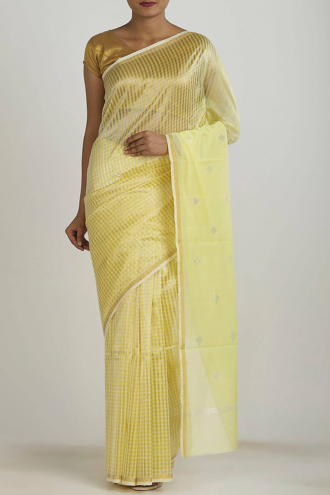 Yellow Tussar Silk Saree