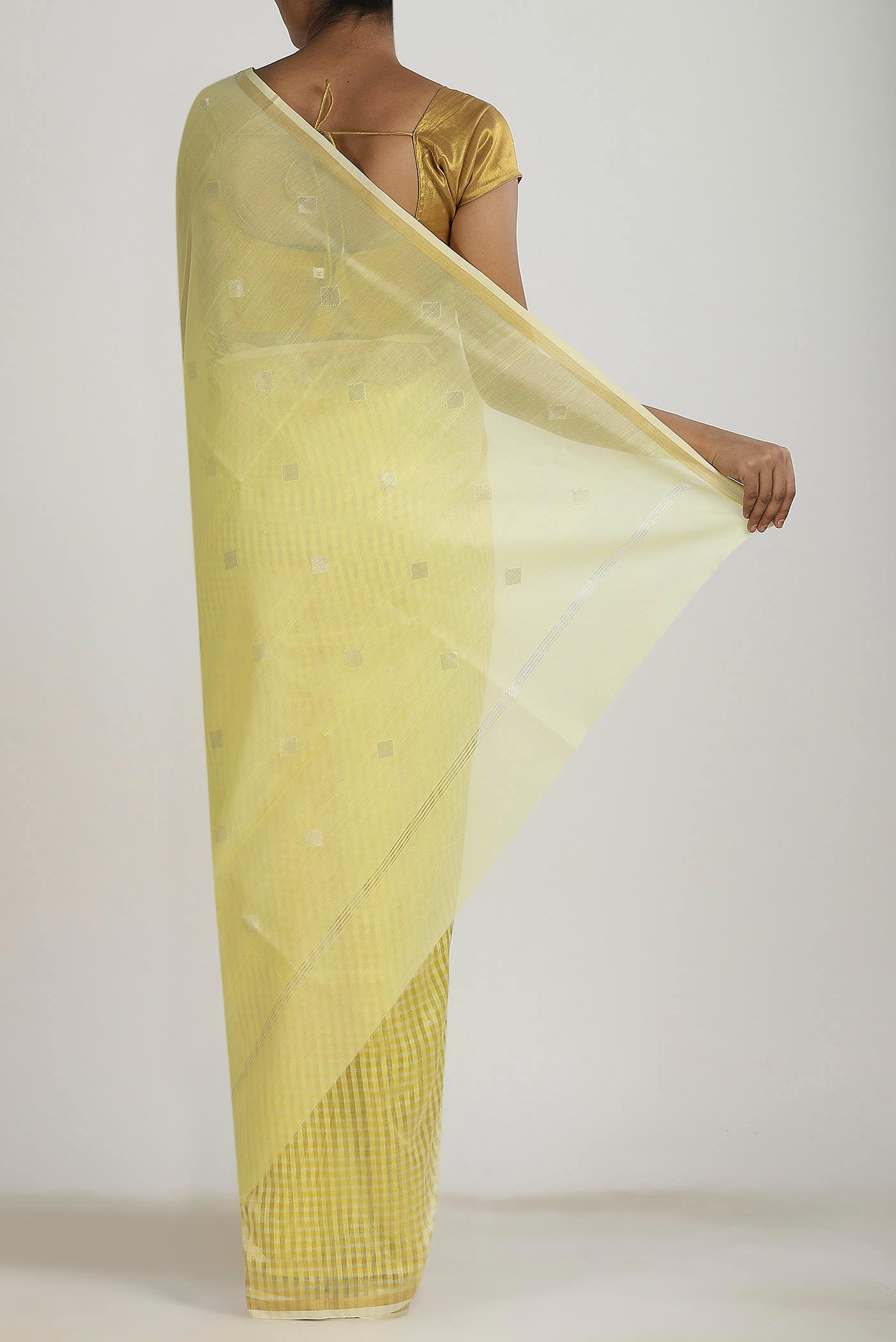 Yellow Tussar Silk Saree