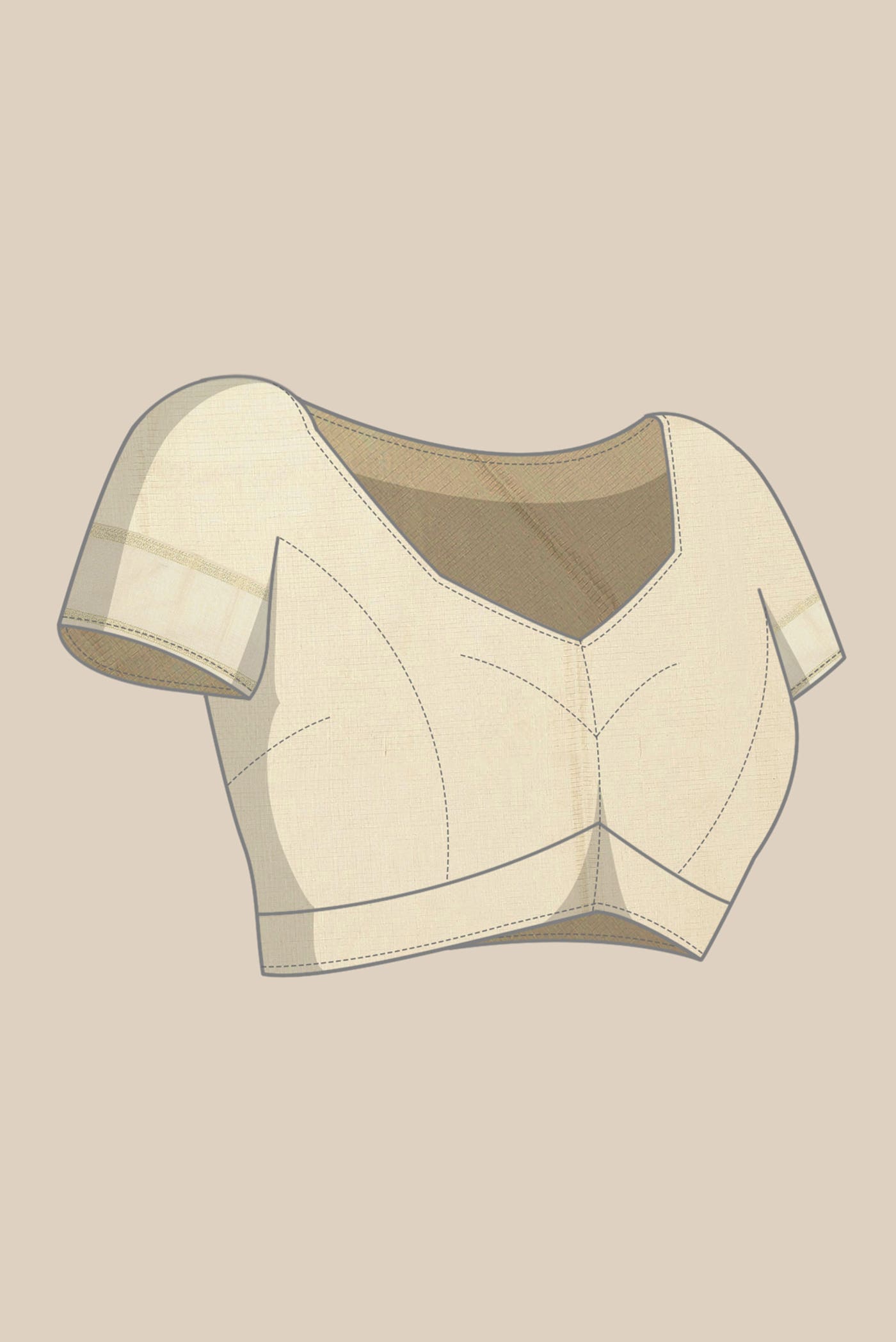 Beige Maheshwari Silk Cotton Saree