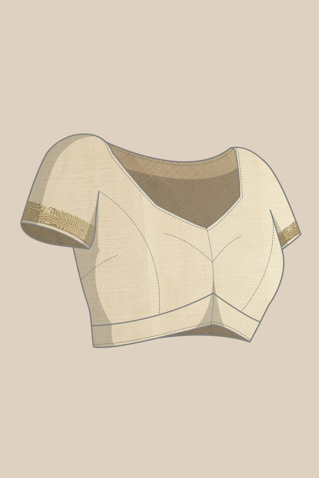 Beige Tussar Silk Saree