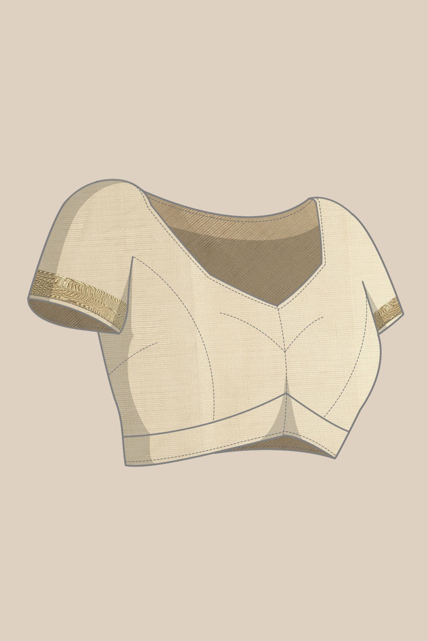 Beige Tussar Silk Saree
