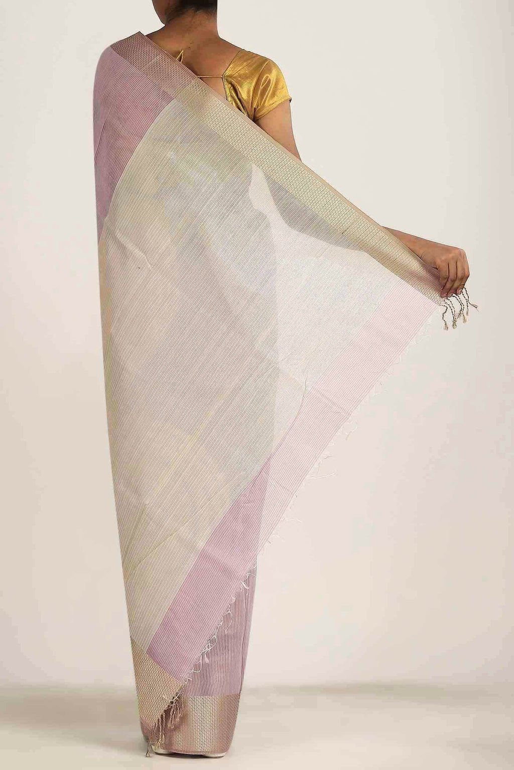 Rose pink Maheshwari Silk Cotton Saree