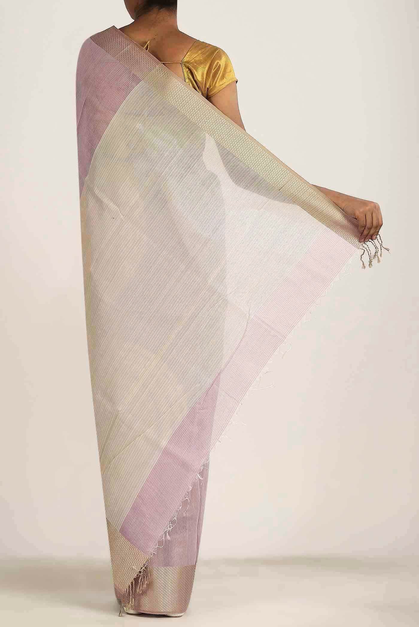 Rose pink Maheshwari Silk Cotton Saree