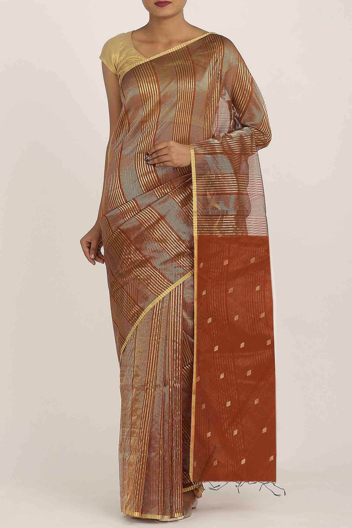 Maroon Maheshwari Silk Cotton Saree