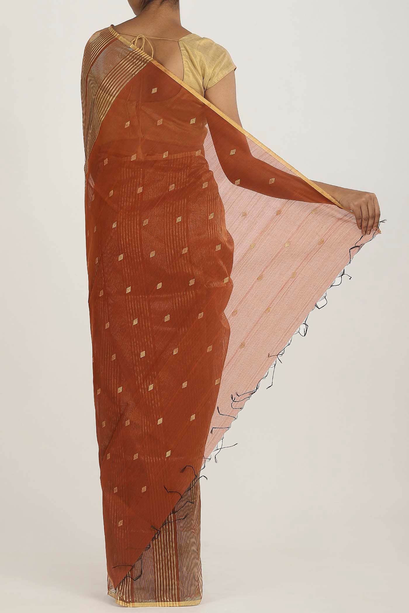 Maroon Maheshwari Silk Cotton Saree