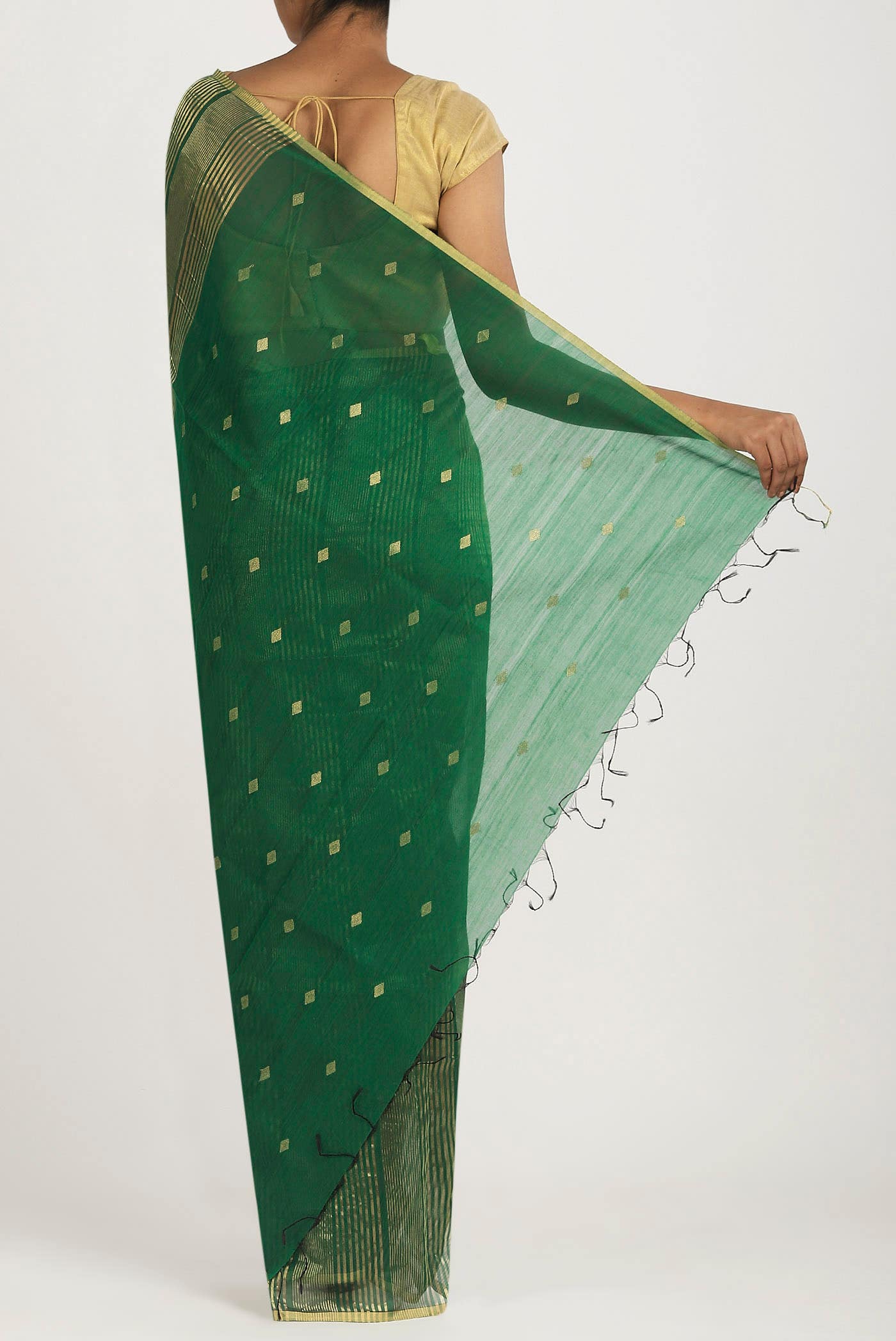 Green Maheshwari Silk Cotton Saree