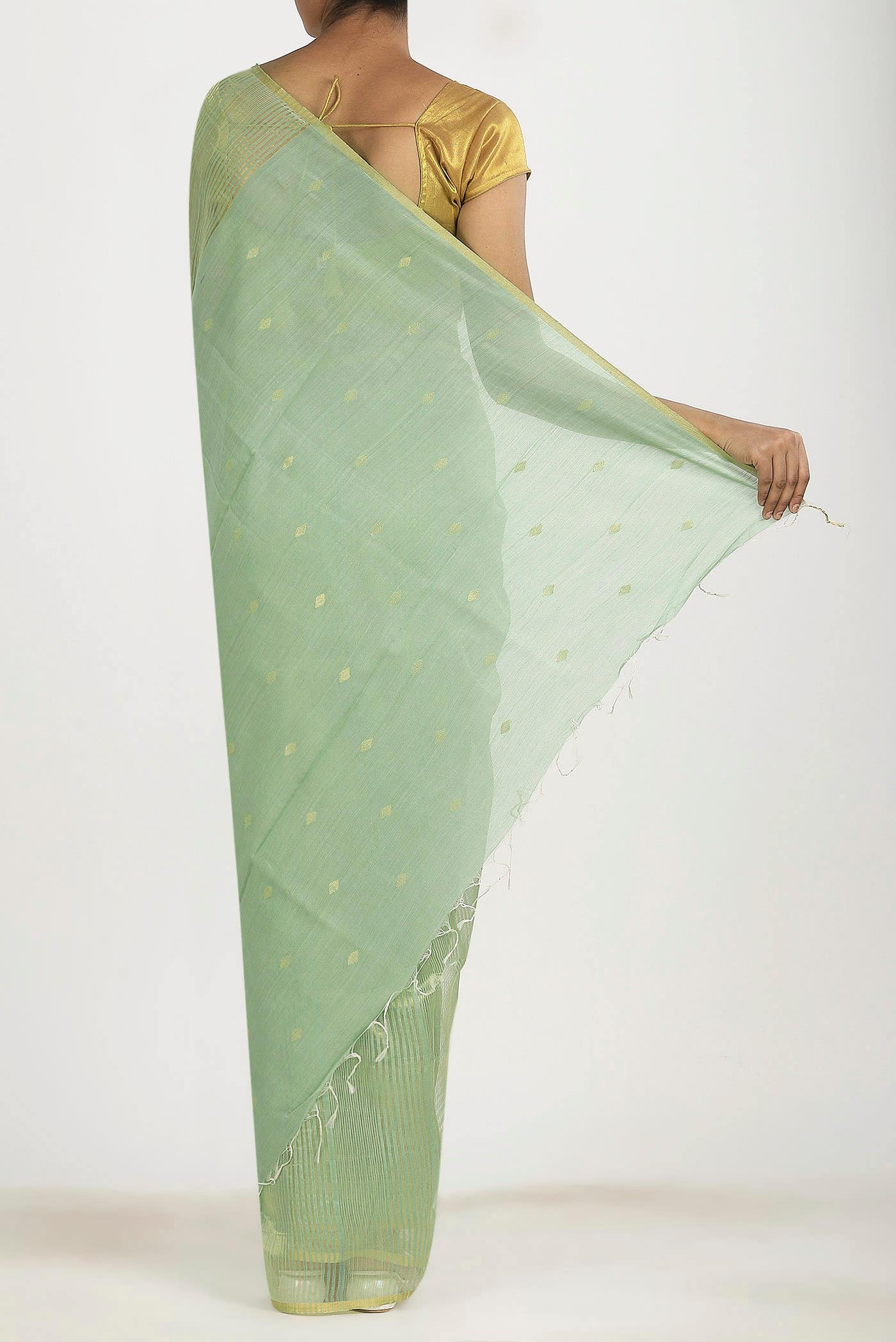 Green Maheshwari Silk Cotton Saree