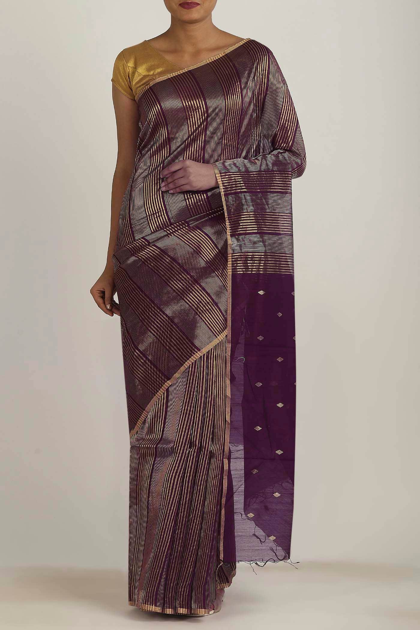 Violet Maheshwari Silk Cotton Saree