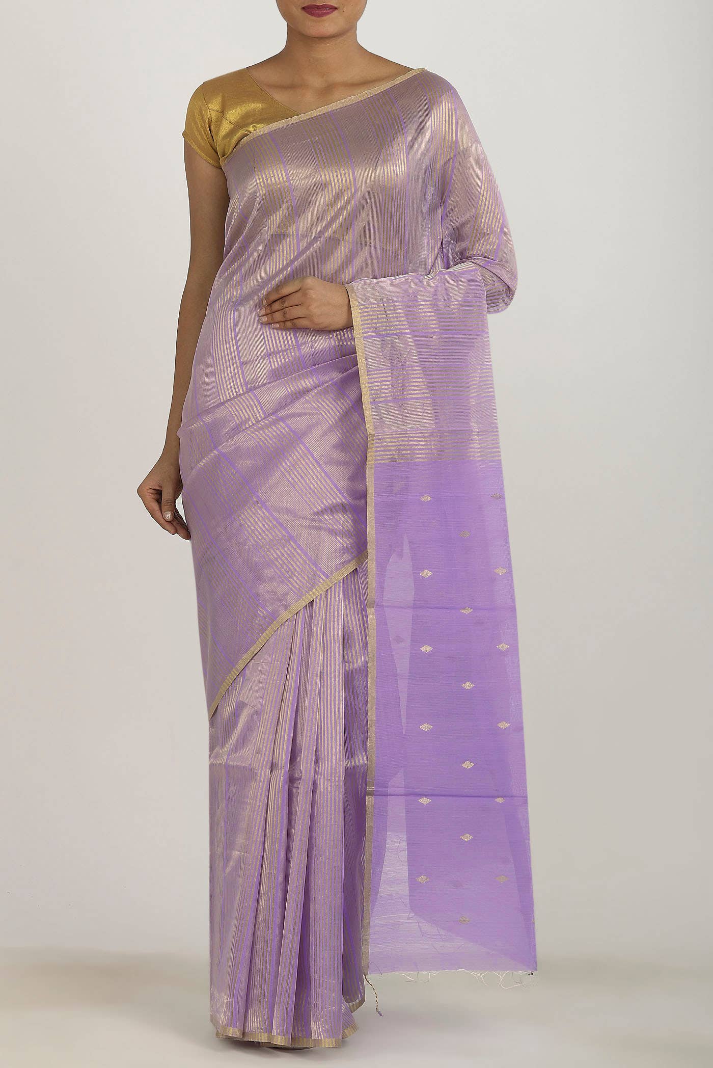 Lavender Maheshwari Silk Cotton Saree
