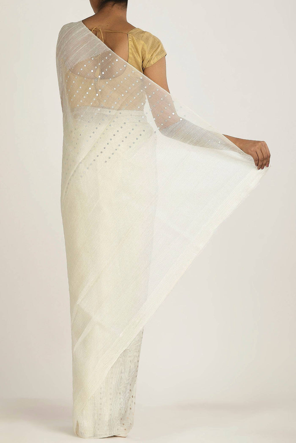 White Bhagalpuri Tussar Silk Saree