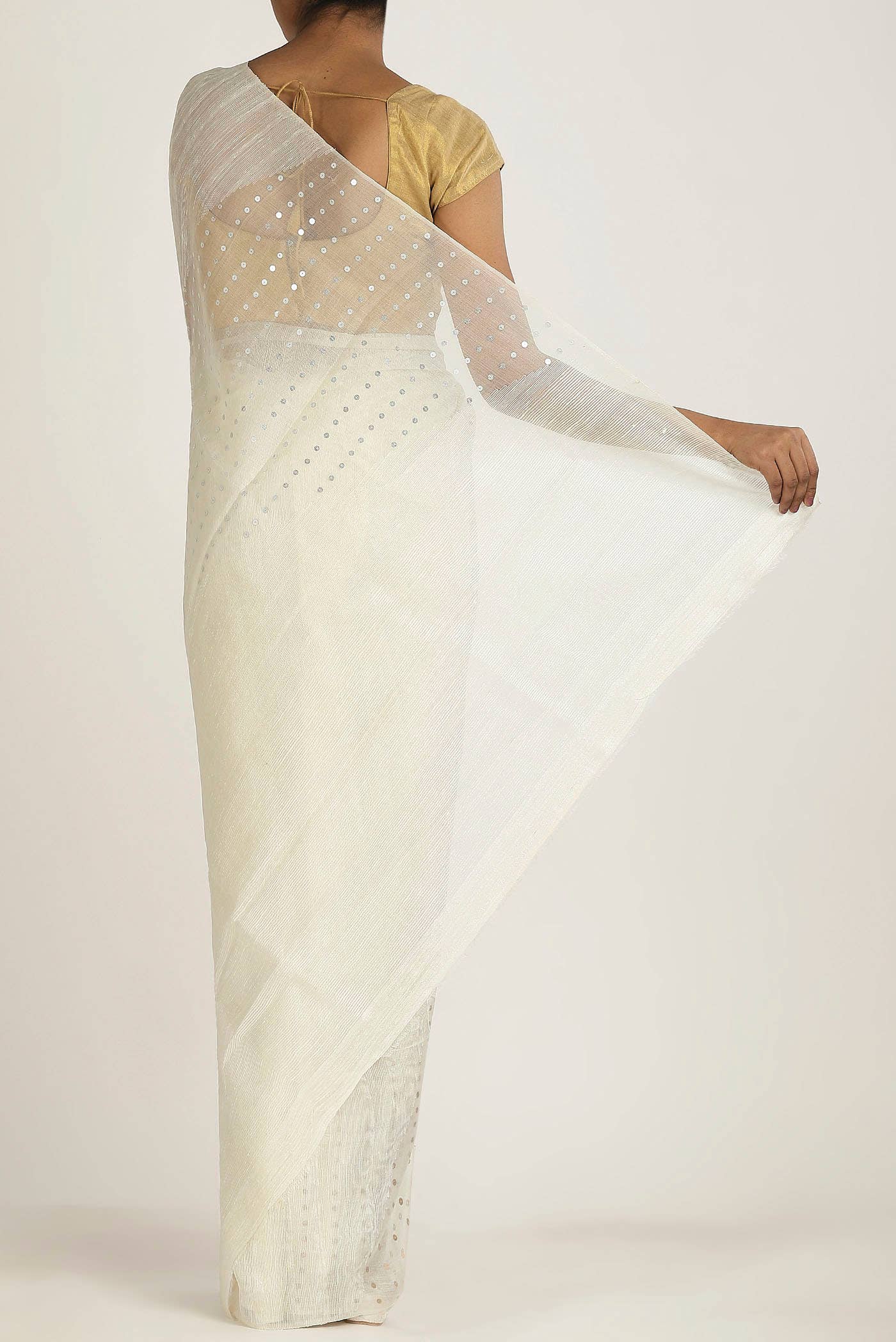 White Bhagalpuri Tussar Silk Saree
