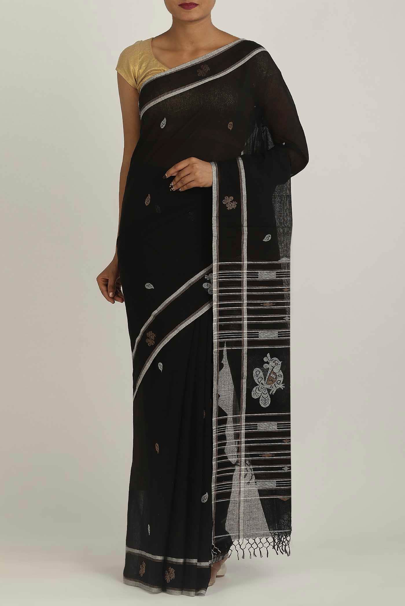 Black Bengal Cotton Saree