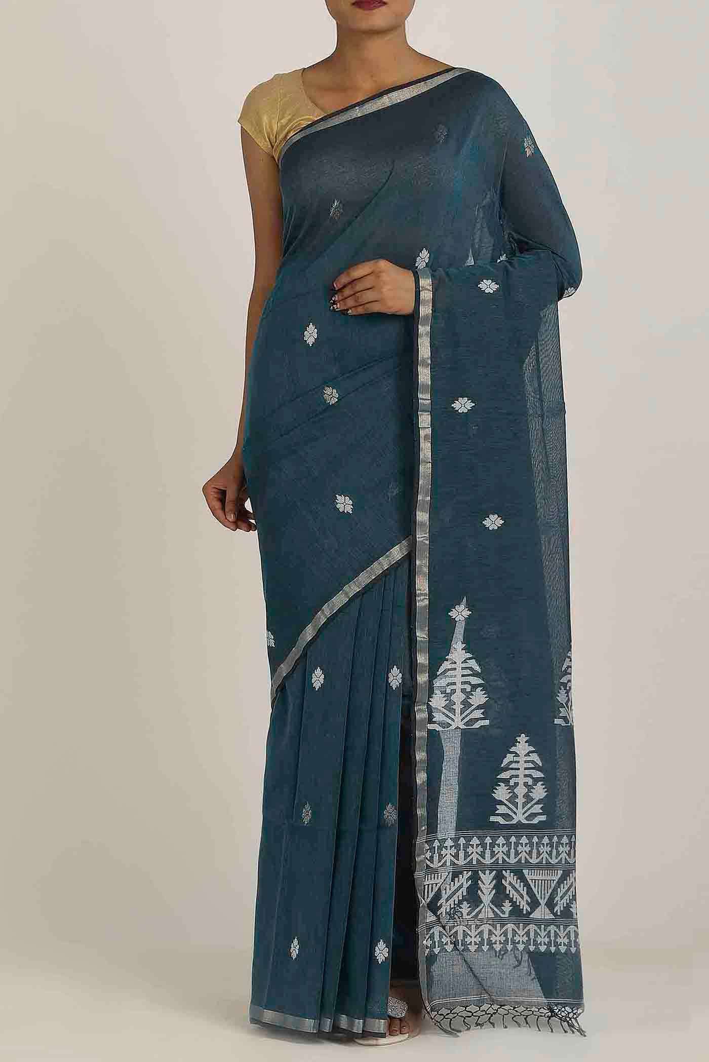 Blue Bengal Cotton Saree