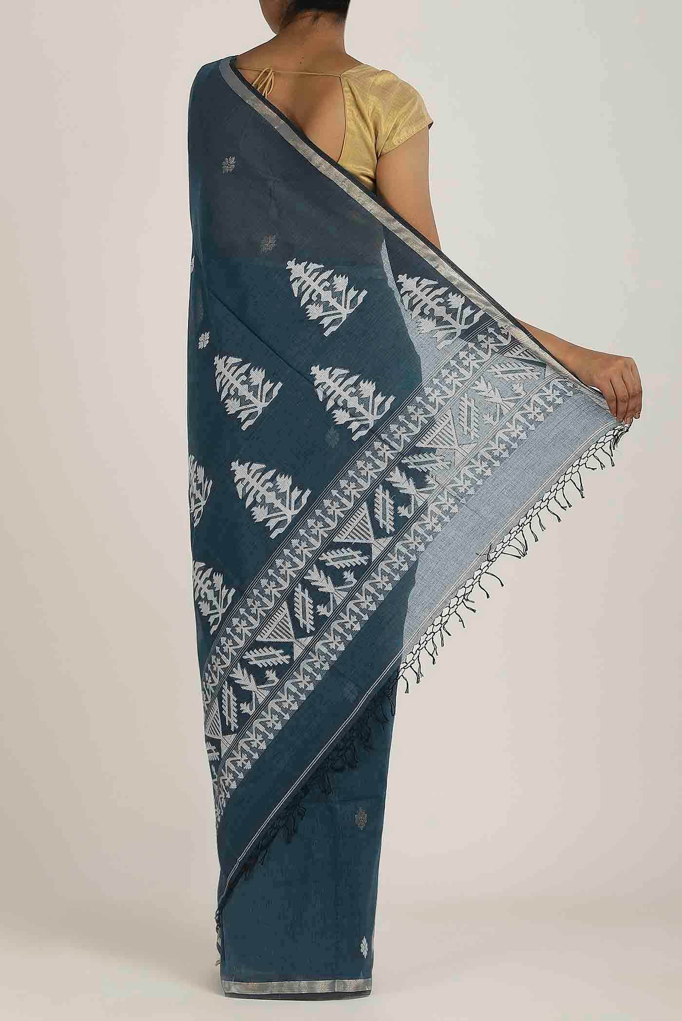 Blue Bengal Cotton Saree
