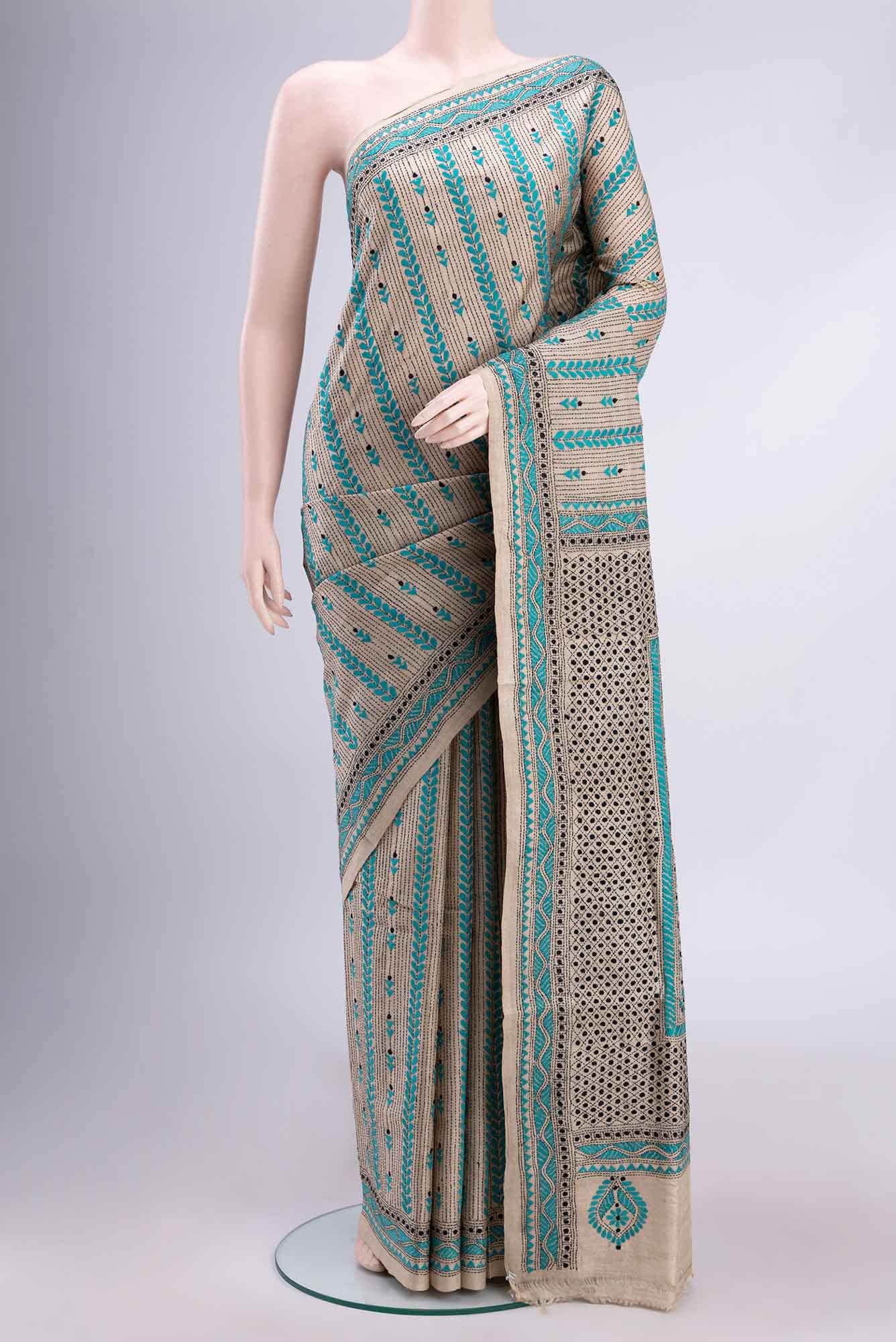 Beige Tussar Saree