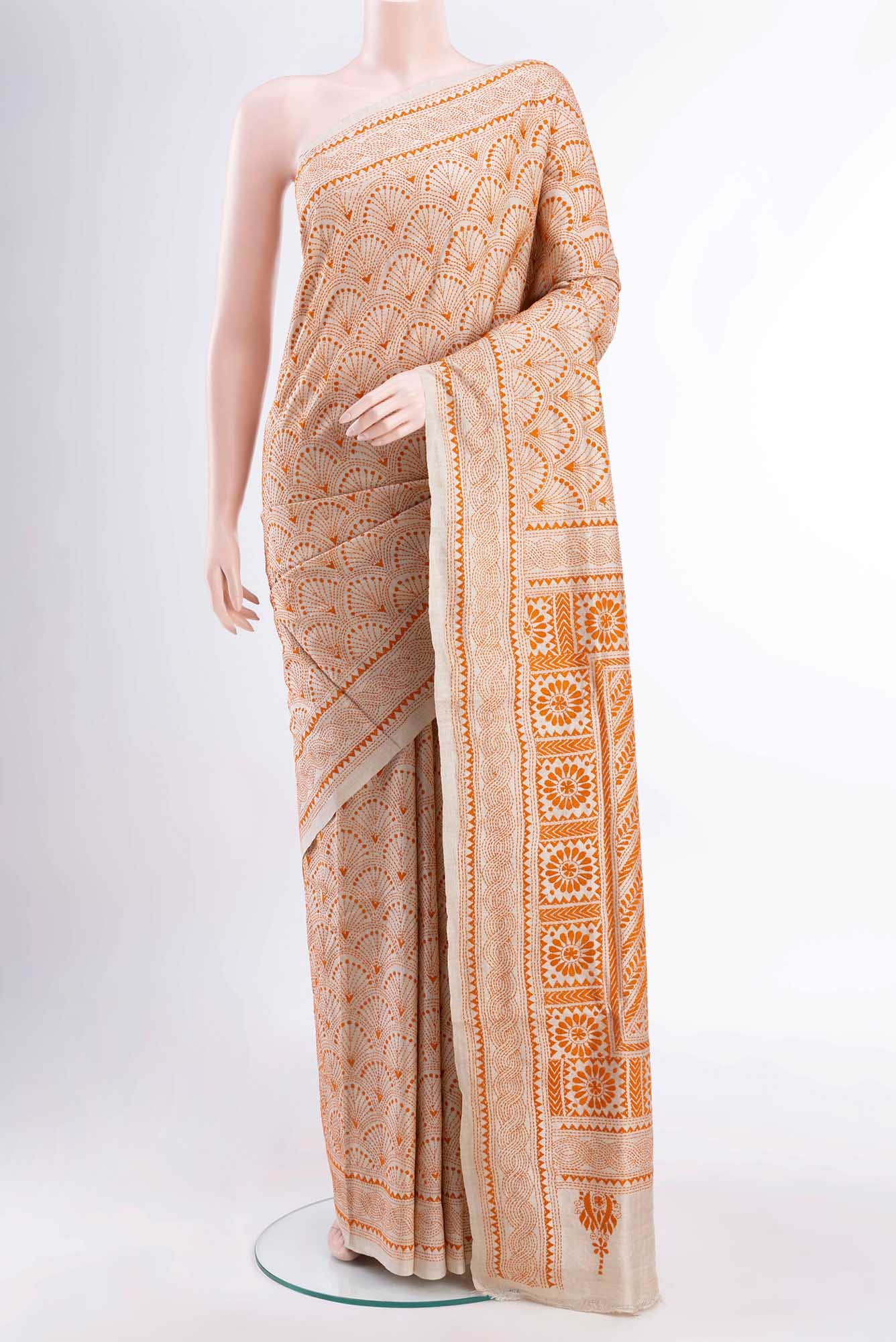 Beige Tussar Saree