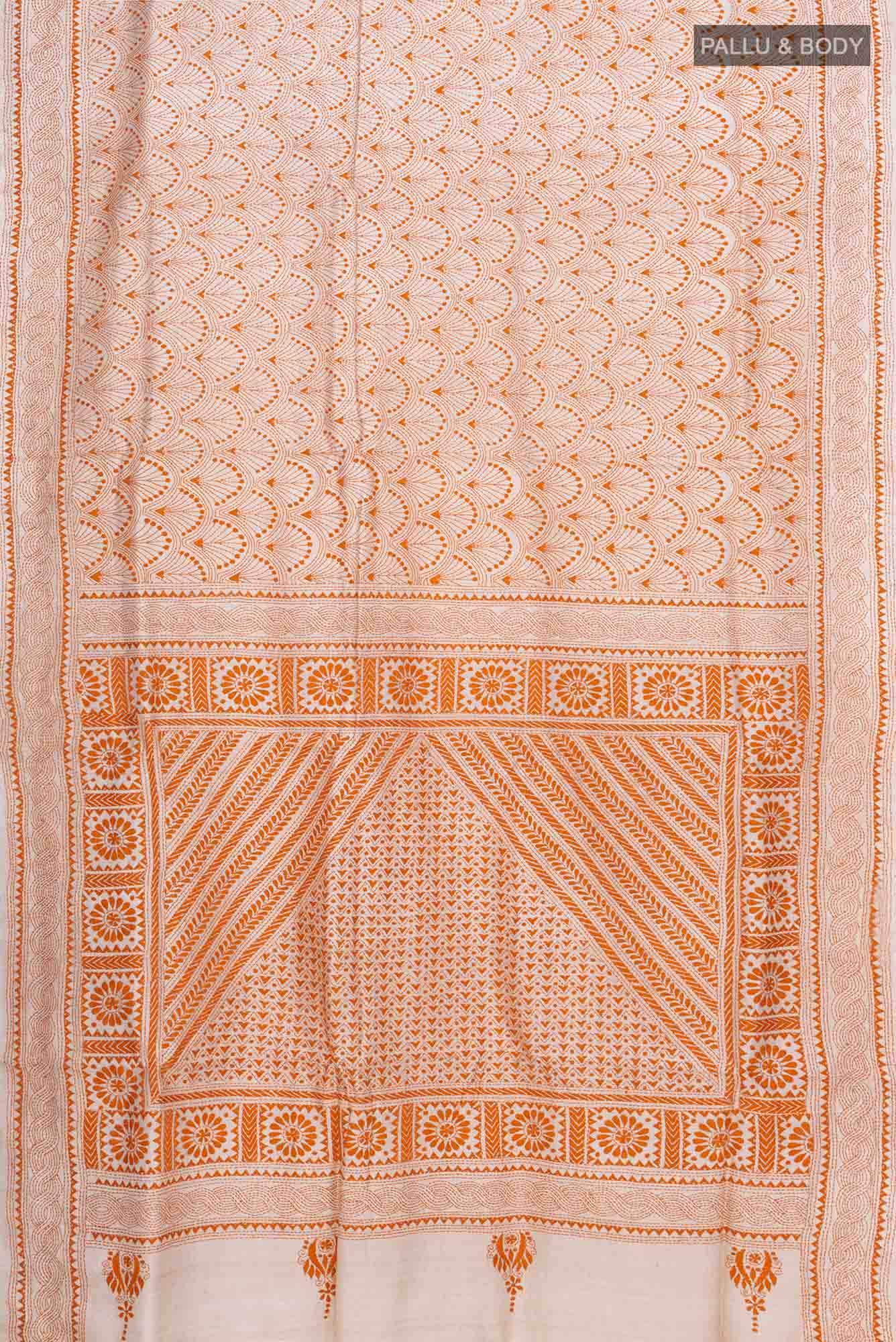 Beige Tussar Saree
