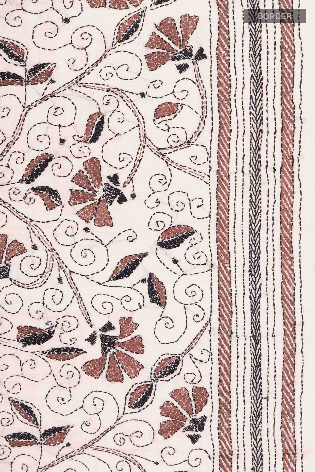 Beige Tussar Saree